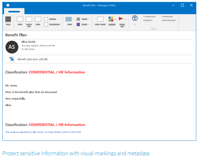 data classification for microsoft office email classification