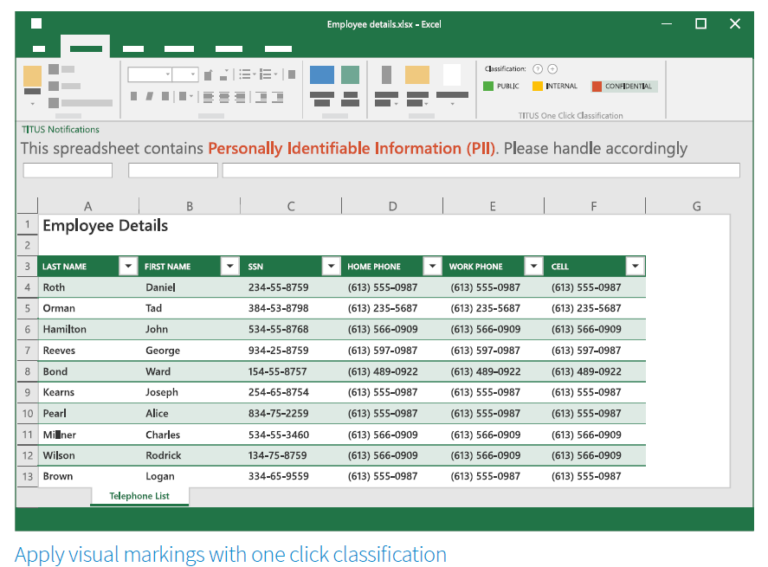 classification for microsoft office excel file classification